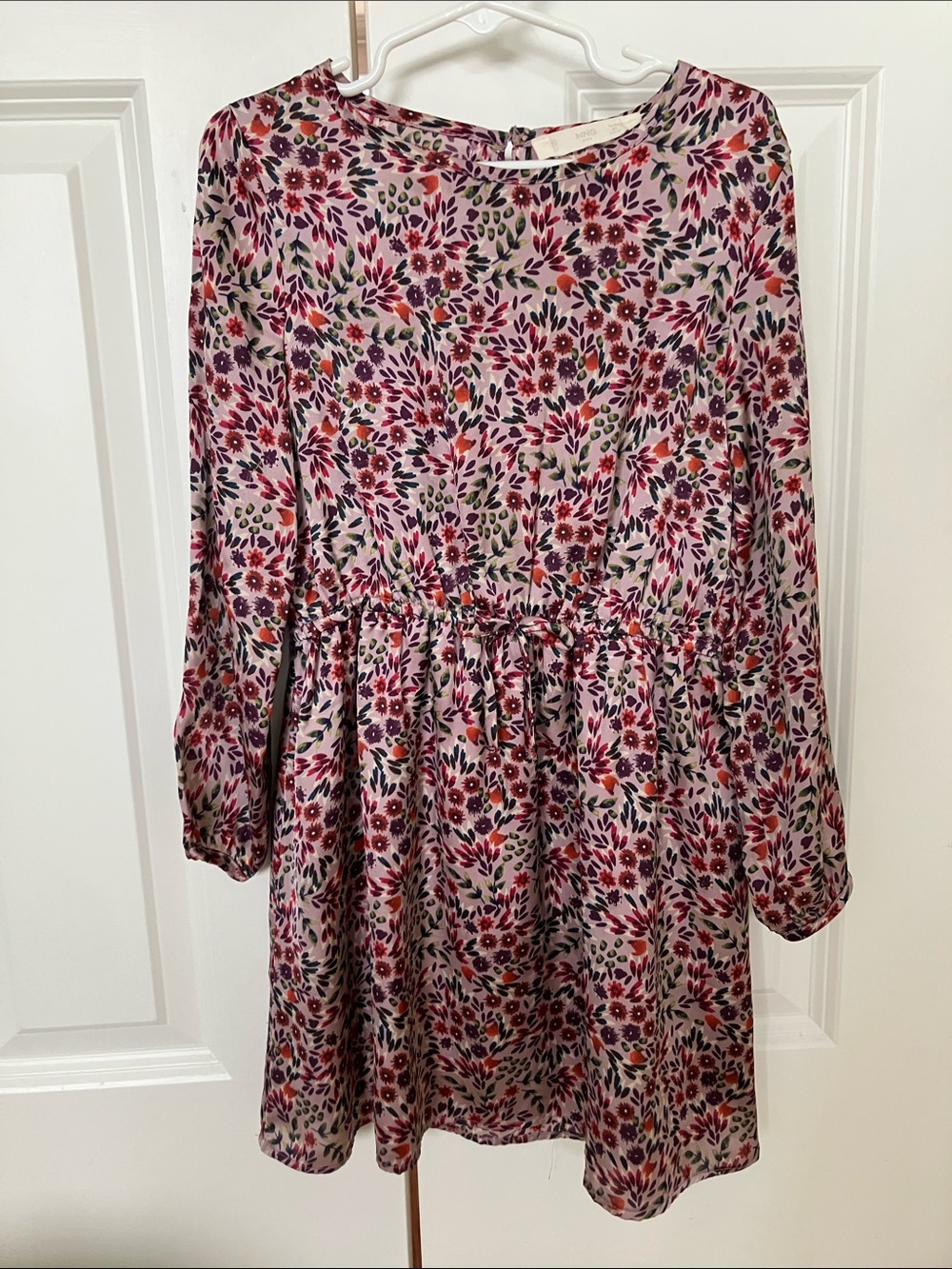 Mango Pink Floral Long Sleeve Casual Dress